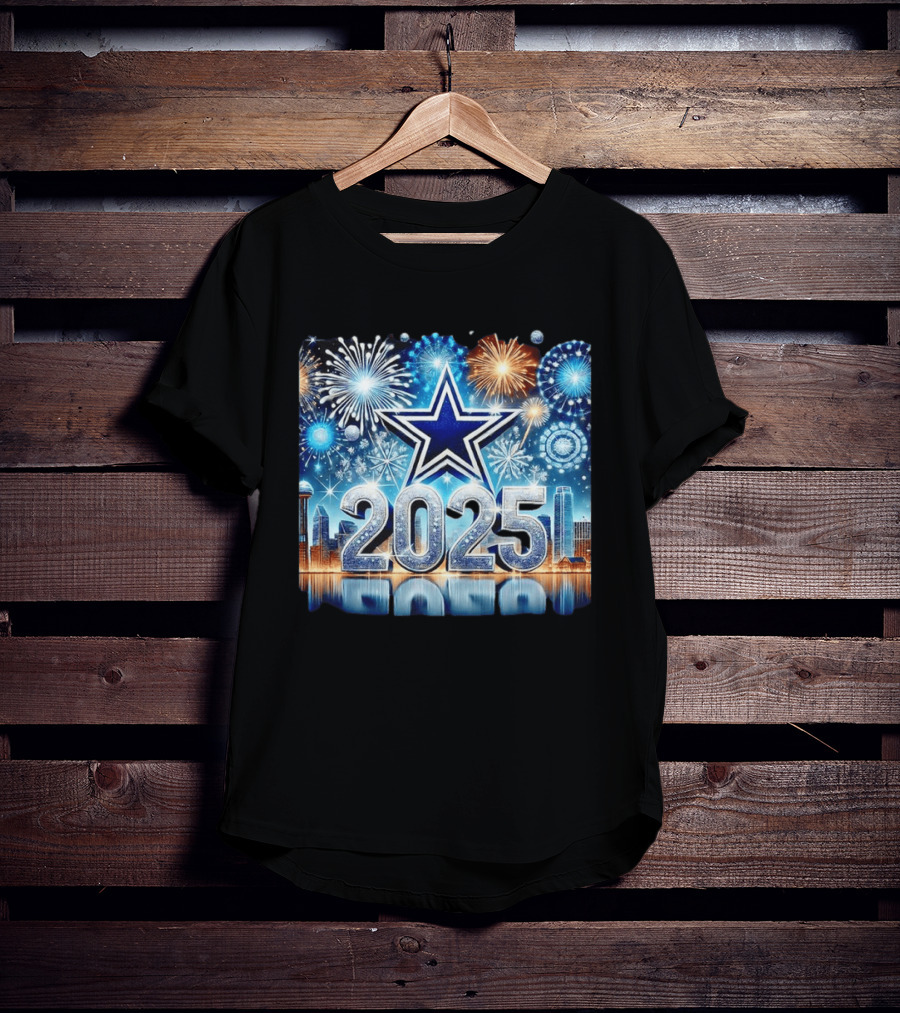 Dallas Cowboys 2025 New Year Firework Celebration Skyline T-Shirt