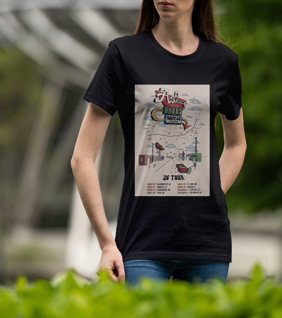 Asleep At The Wheel Route 66 Centennial 2026 Tour Oklahoma City Amarillo Albuquerque Tulsa St. Louis Chicago Flagstaff Los Angeles T-Shirt