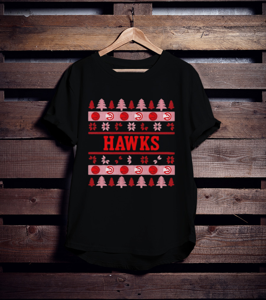 Atlanta Hawks Basketball Holiday Ugly Christmas Sweater T-Shirt