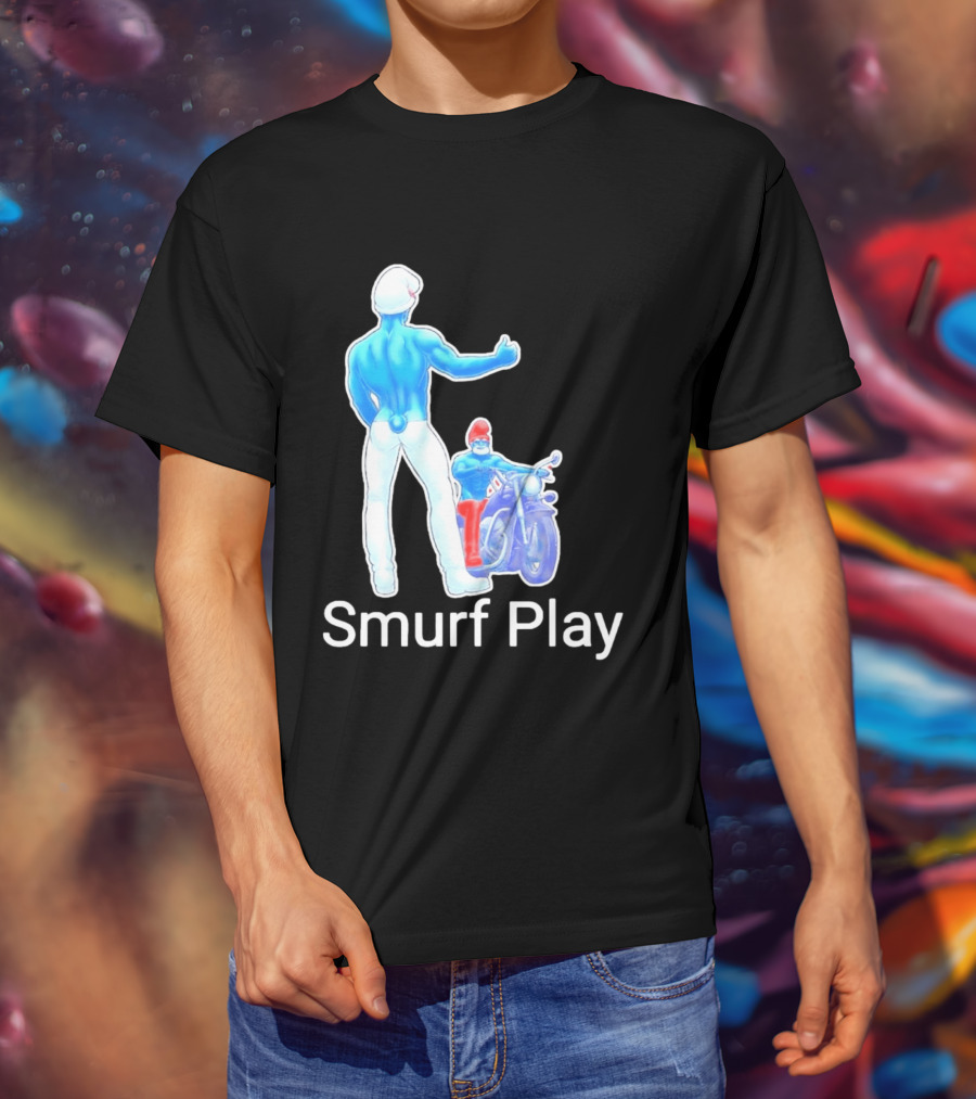 Smurf Play Gay LGBT Biker T-Shirt
