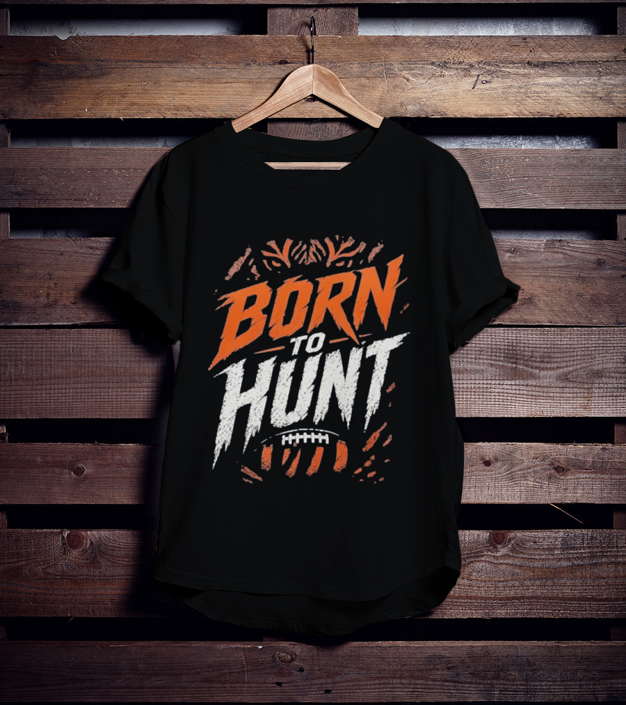 Born To Hunt Tiger Football Ball Print T-Shirt