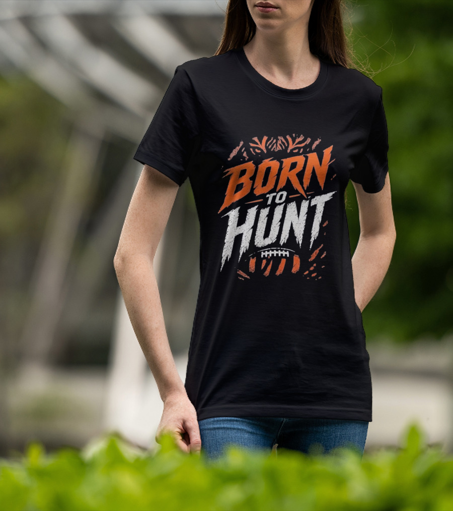 Born To Hunt Tiger Football Ball Print T-Shirt