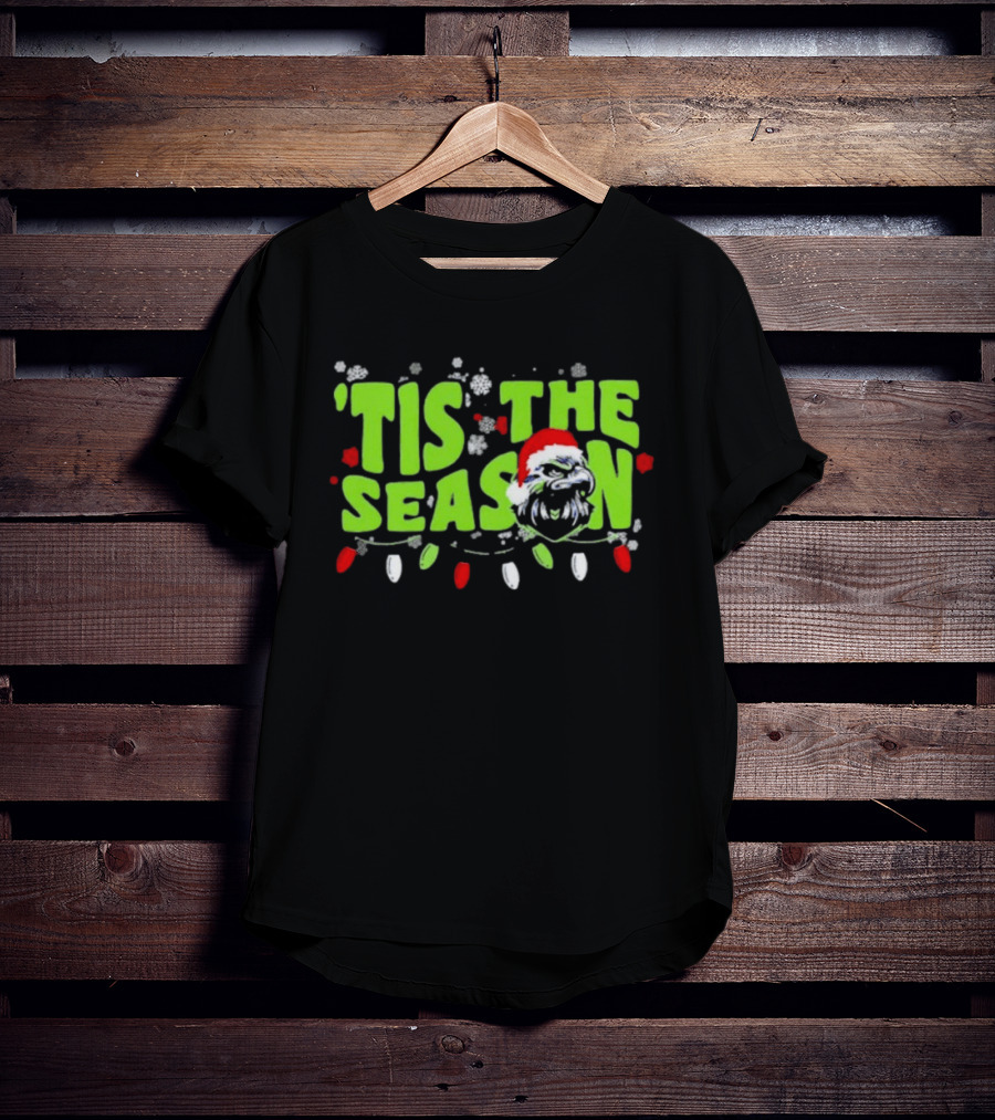 Tis The Season Christmas Seattle Seahawks Football Santa Hat T-Shirt