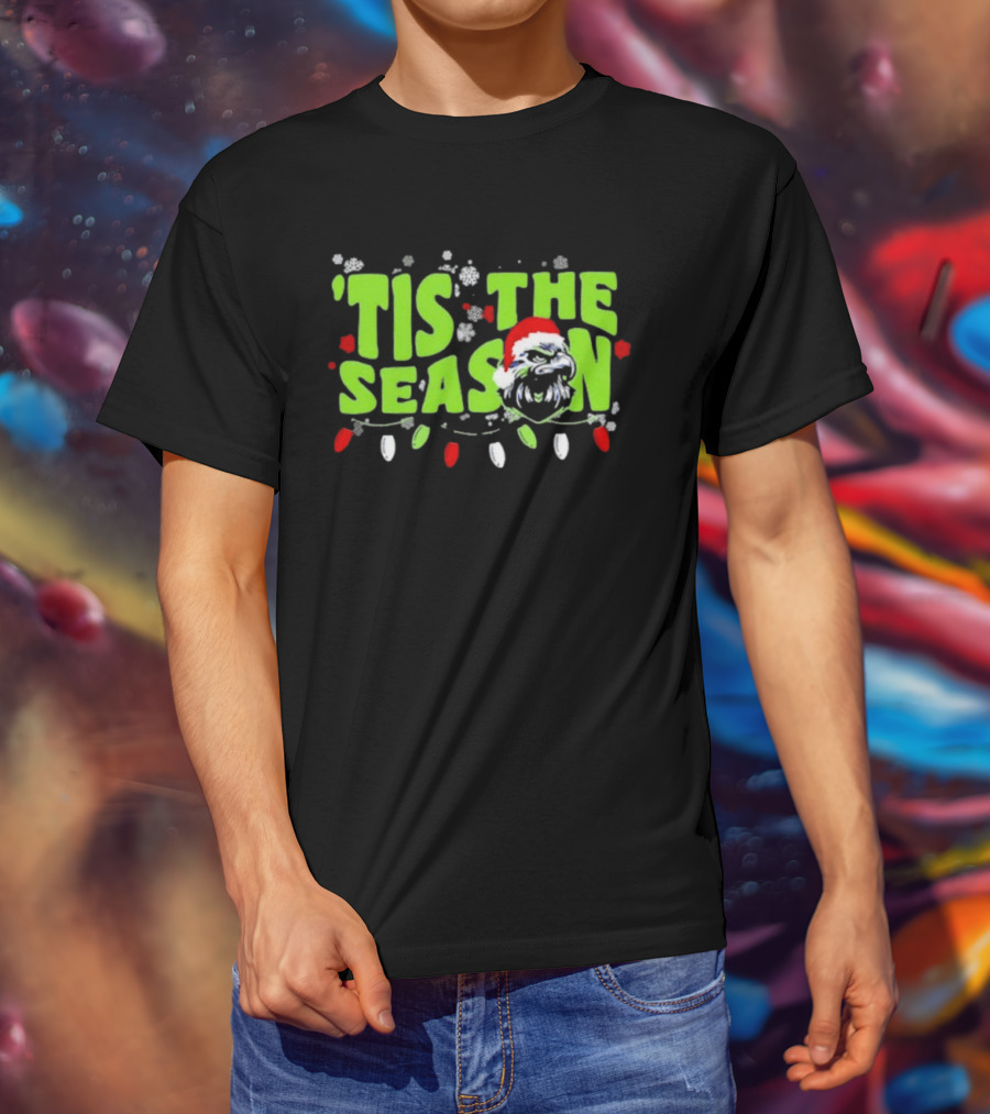 Tis The Season Christmas Seattle Seahawks Football Santa Hat T-Shirt