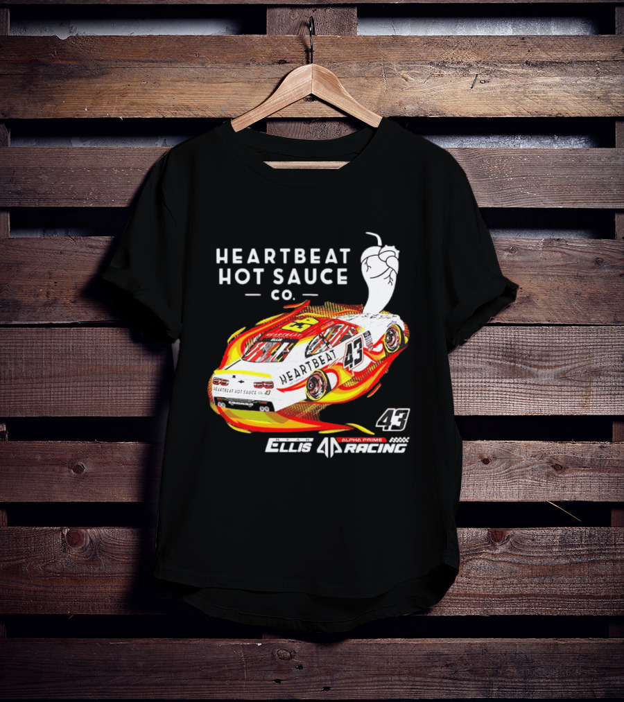 Heartbeat Hot Sauce Co Ryan Ellis 43 Alpha Prime Racing T-Shirt