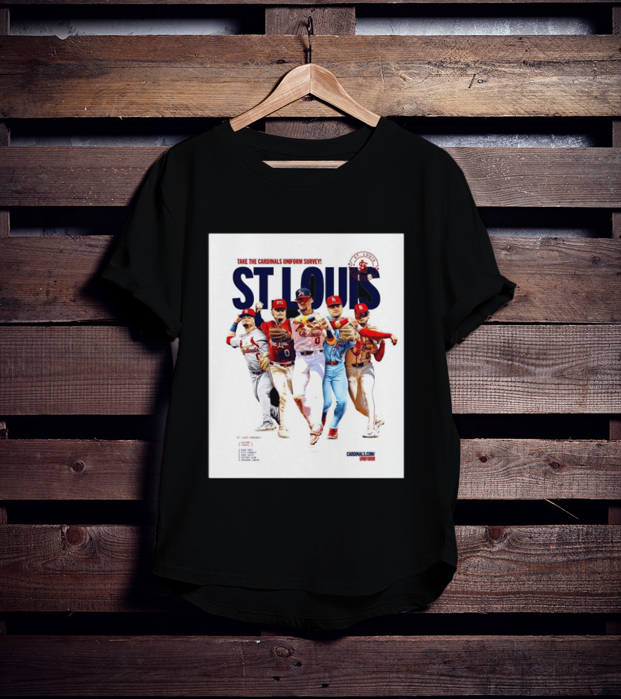 Take The Cardinals Uniform Survey St Louis Historic Baseball Players T-Shirt
