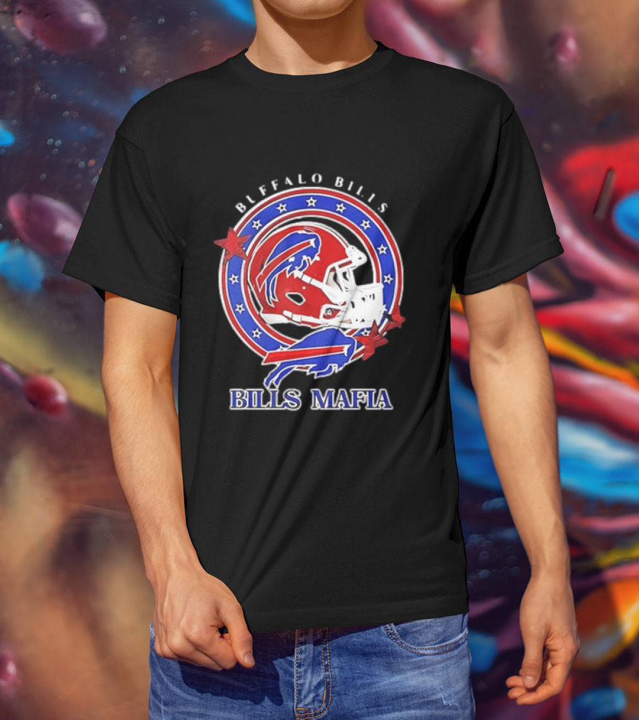 Buffalo Bills Bills Mafia Football Helmet Stars Oval T-Shirt