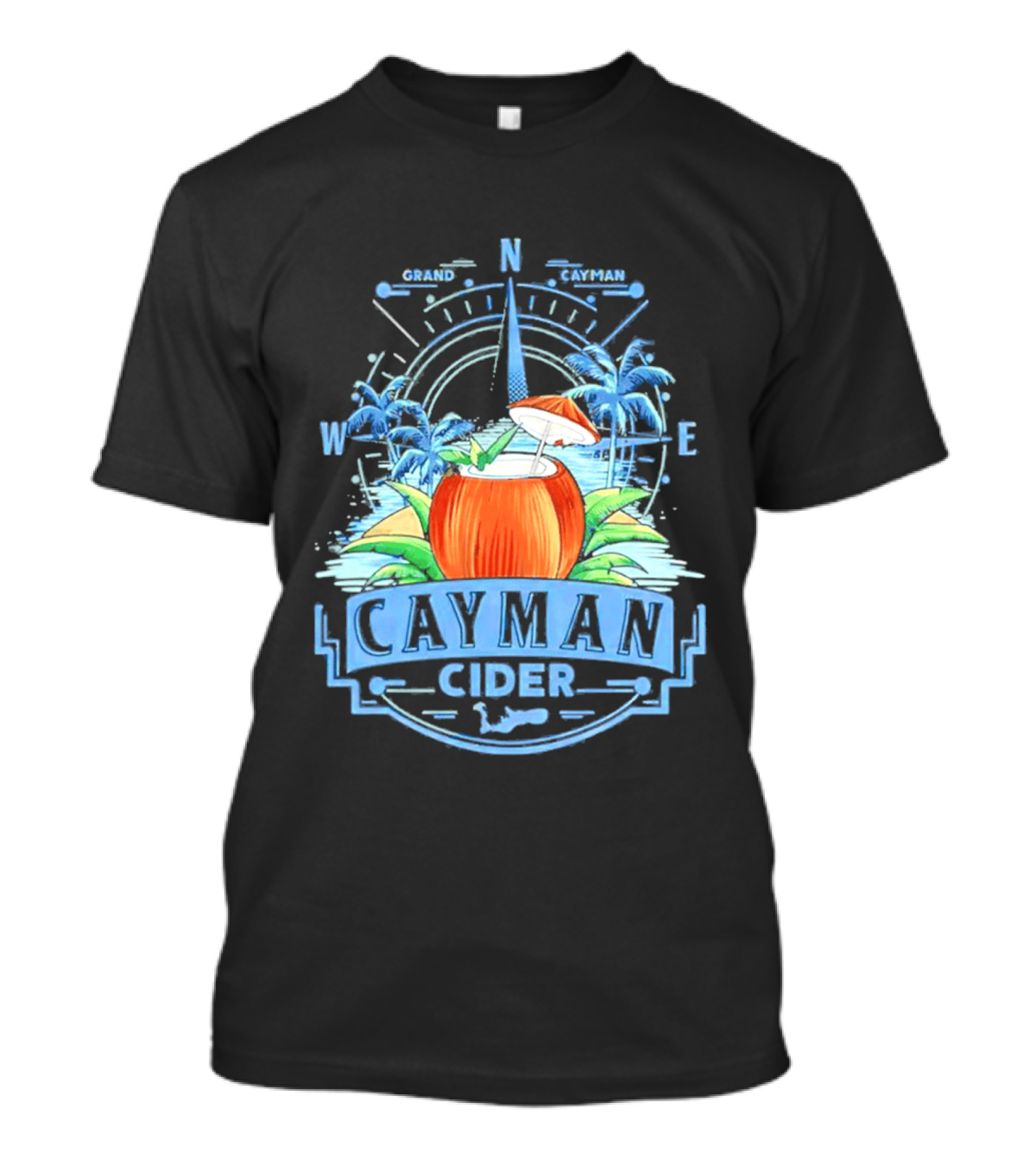 Cayman Cider Tropical Compass Palm Trees Beverage T-Shirt