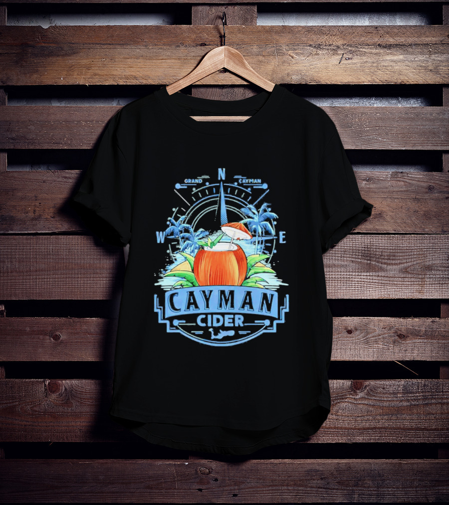 Cayman Cider Tropical Compass Palm Trees Beverage T-Shirt