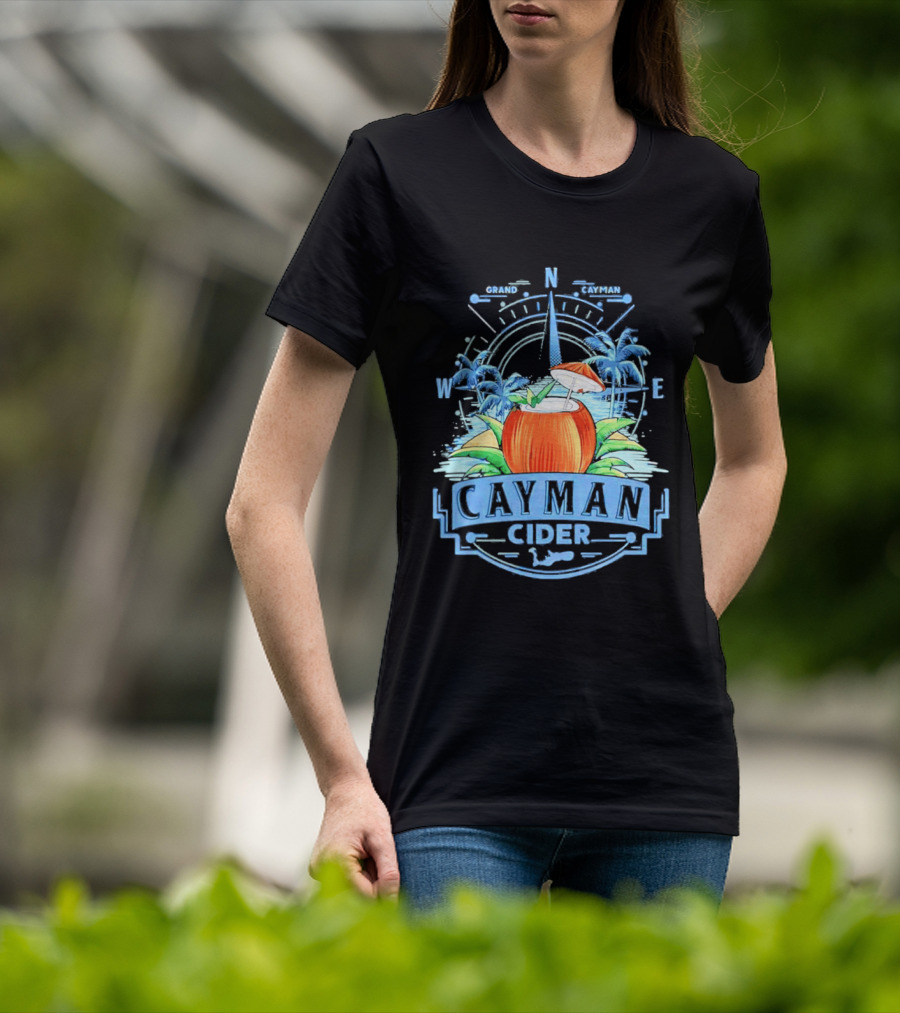 Cayman Cider Tropical Compass Palm Trees Beverage T-Shirt