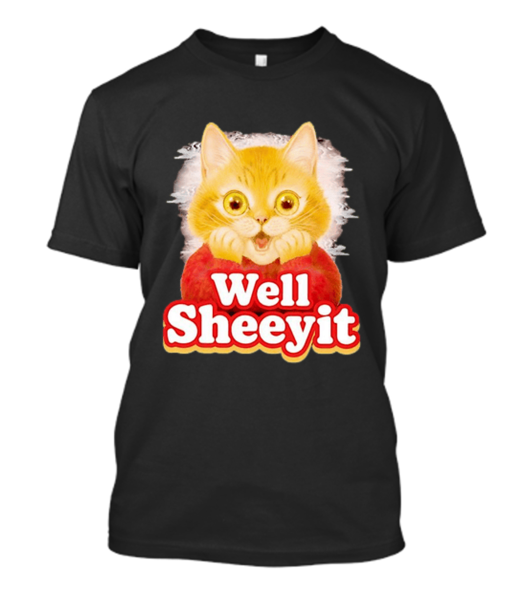 Well Sheeyit Surprised Orange Cat Humor T-Shirt