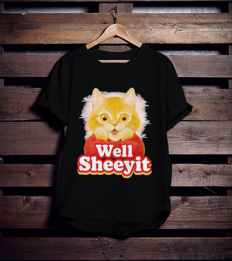 Well Sheeyit Surprised Orange Cat Humor T-Shirt