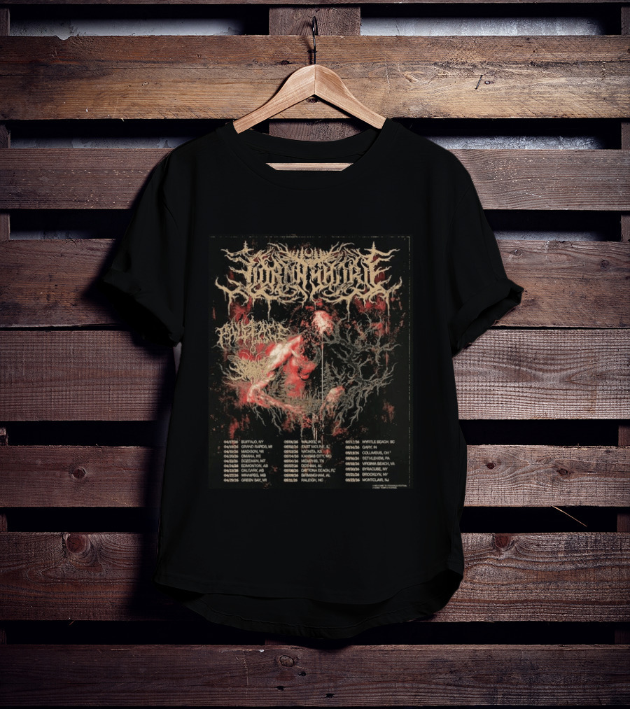 Lorna Shore North America 2026 Tour Dates Featuring Paleface Swiss And Sign Of The Swarm Band Schedule T-Shirt