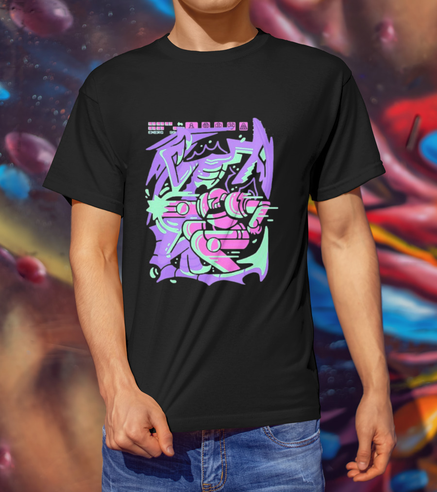 Metroid Space Pirate Skirmish Neon Glitch T-Shirt