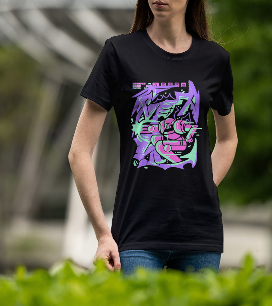 Metroid Space Pirate Skirmish Neon Glitch T-Shirt