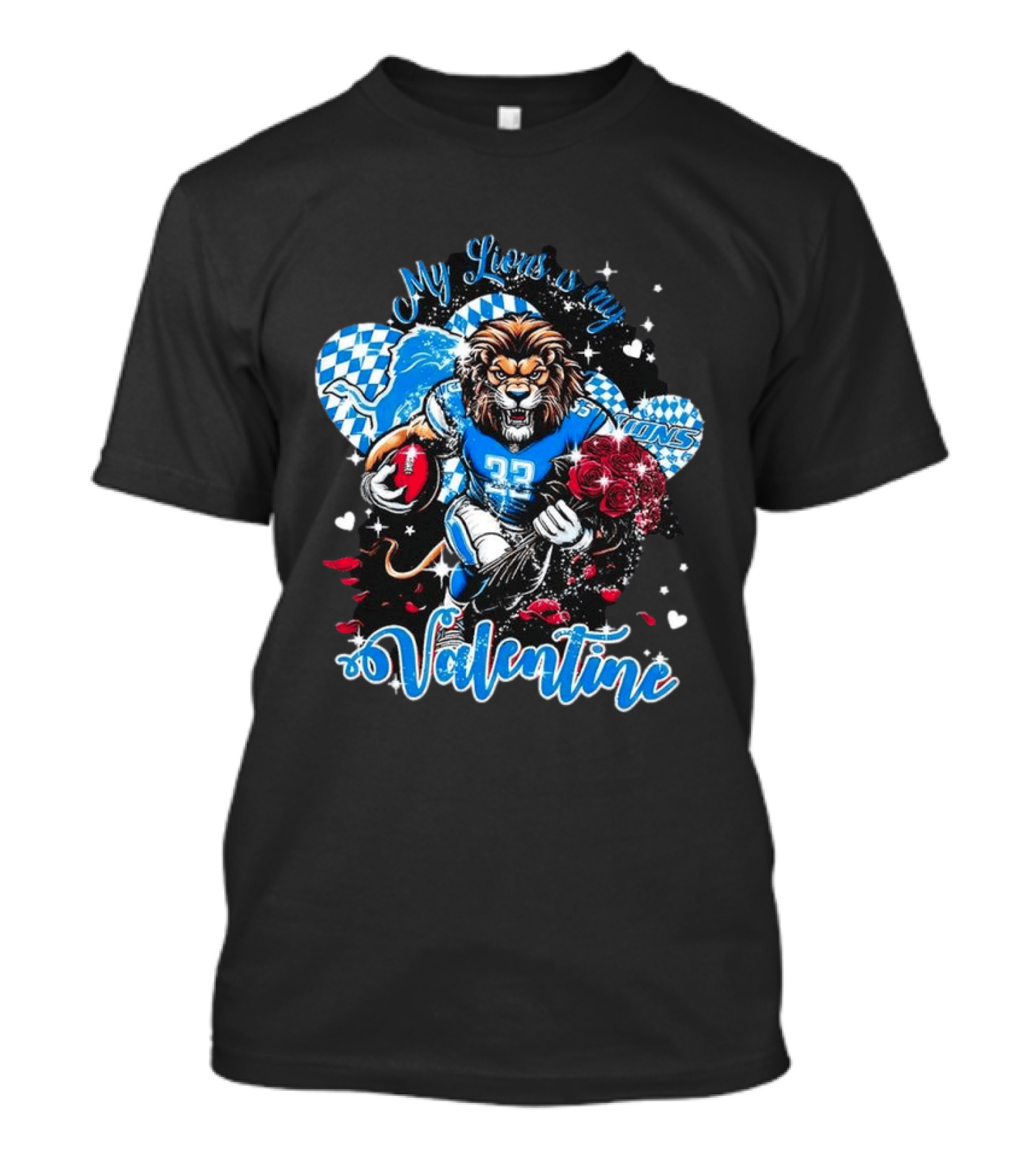 Valentine My Detroit Lions Football Love Roses Player T-Shirt