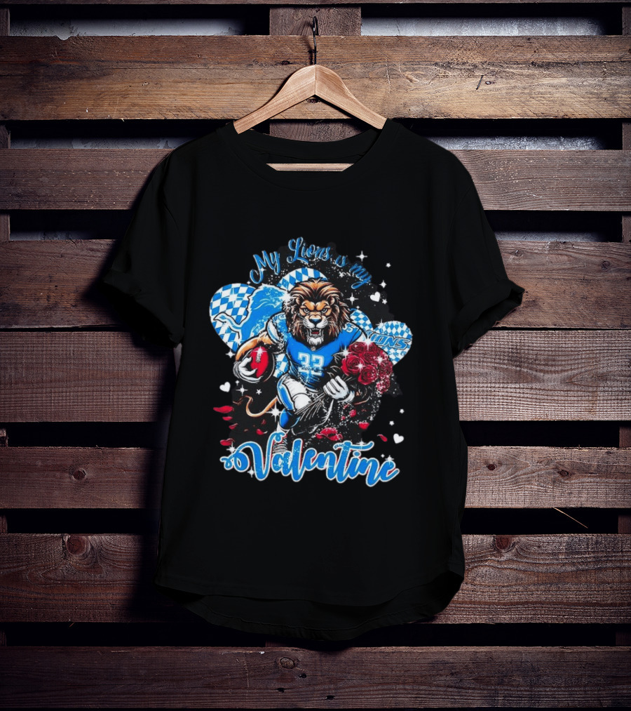 Valentine My Detroit Lions Football Love Roses Player T-Shirt