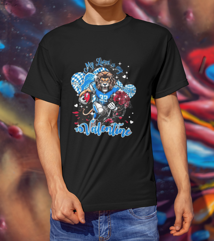 Valentine My Detroit Lions Football Love Roses Player T-Shirt