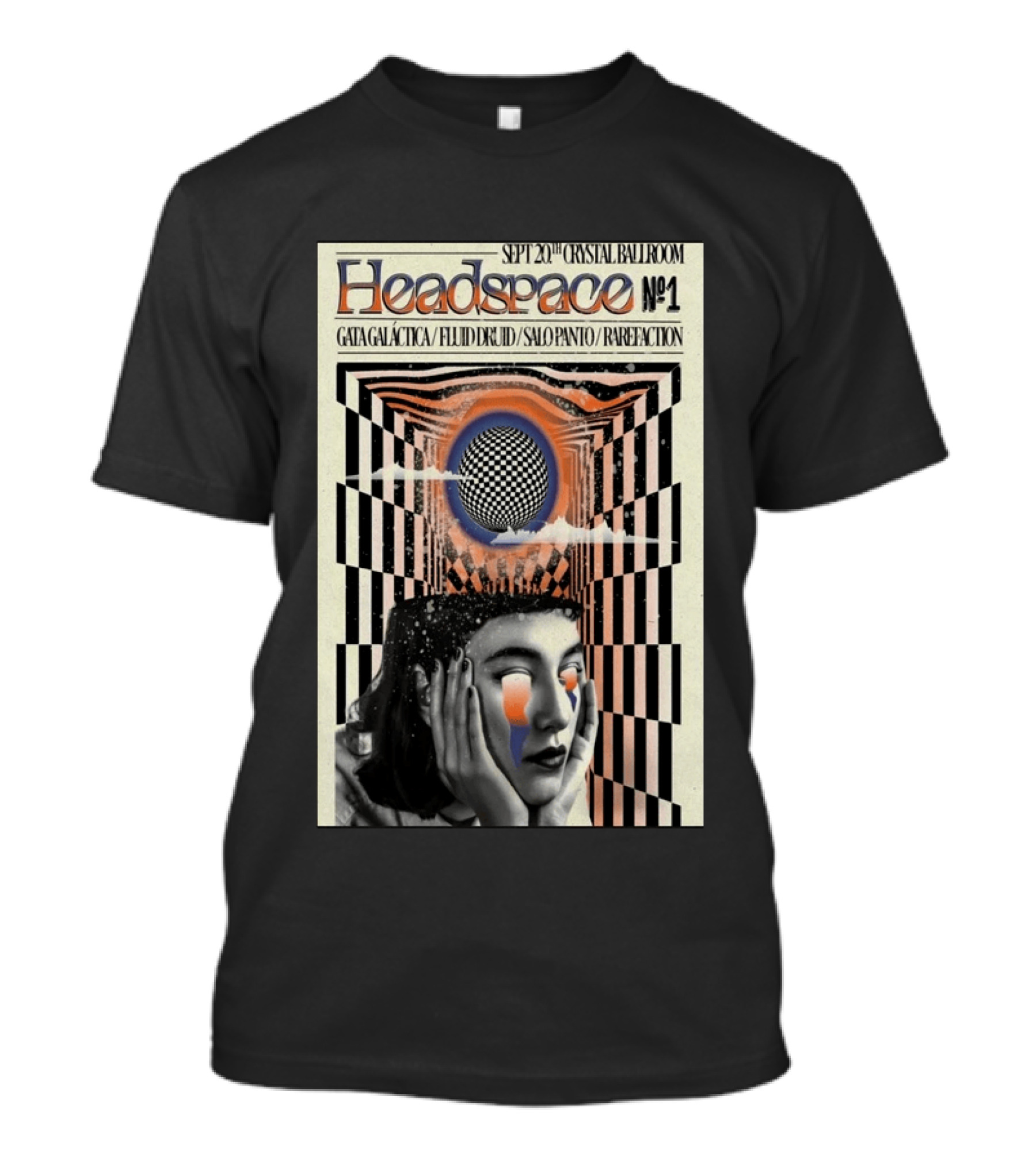 SEPT 20 2025 Crystal Ballroom Headspace No.1 Gata Galactica Fluid Druid Salo Panto Rarefraction T-Shirt
