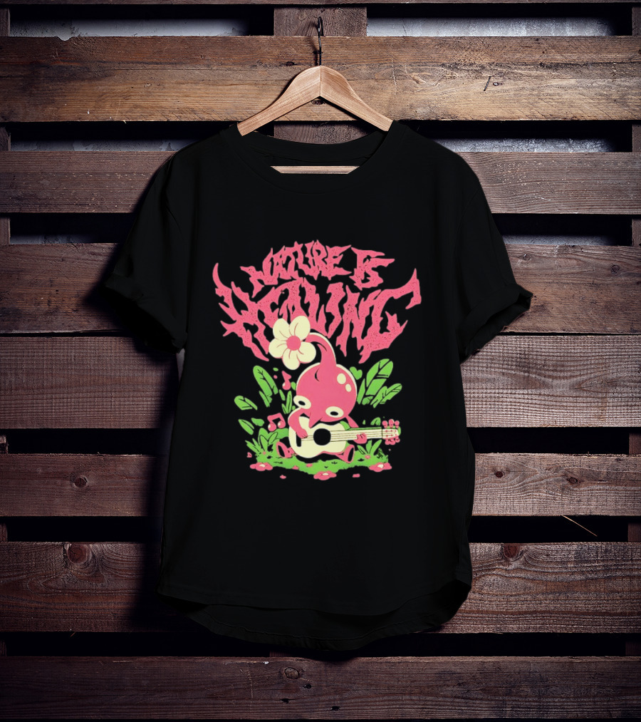 Nature Is Healing Pikmin Playing Guitar T-Shirt