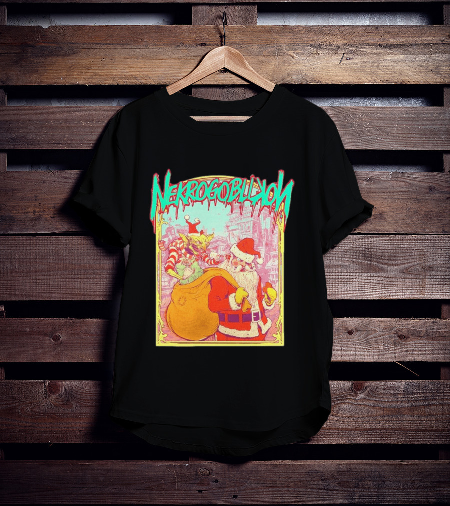 Santa Claus Nekrogoblikon Christmas Goblin Scene T-Shirt