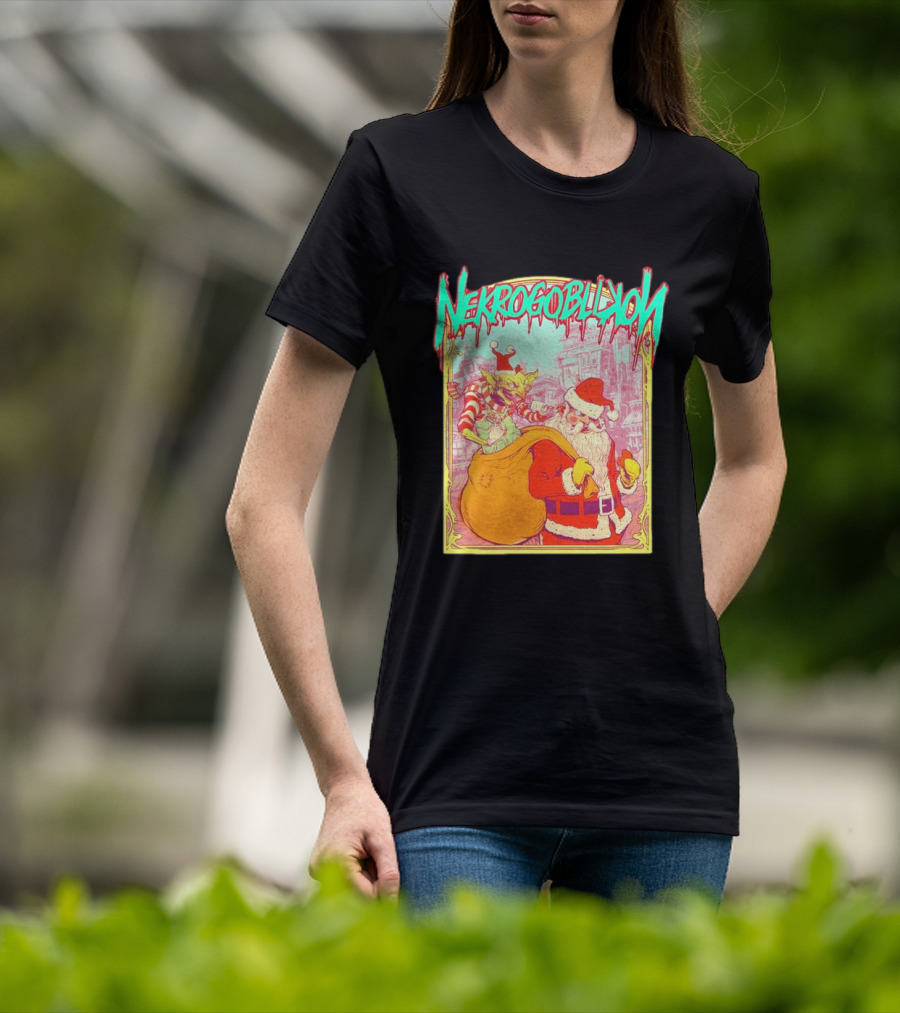 Santa Claus Nekrogoblikon Christmas Goblin Scene T-Shirt