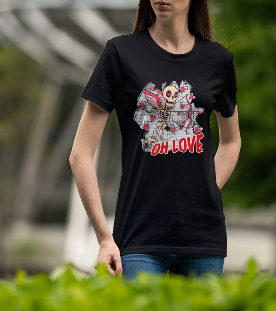 Skeleton Cupid Oh Love Hearts Valentine T-Shirt