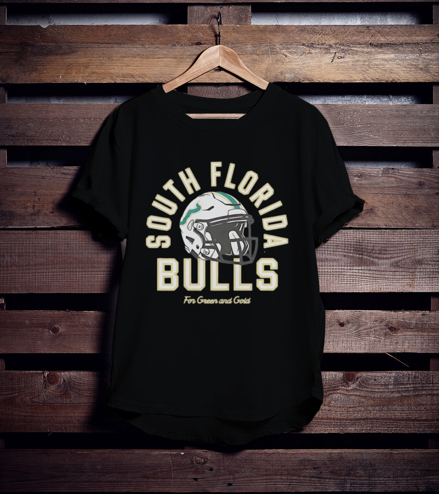 South Florida Bulls Football Helmet For Green And Gold Fans T-Shirt