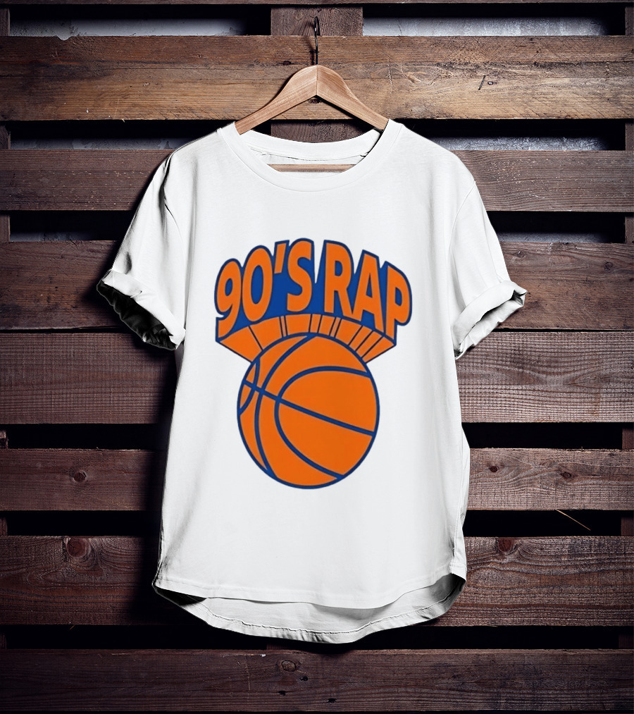 90's Rap Basketball Bold Orange Blue T-Shirt