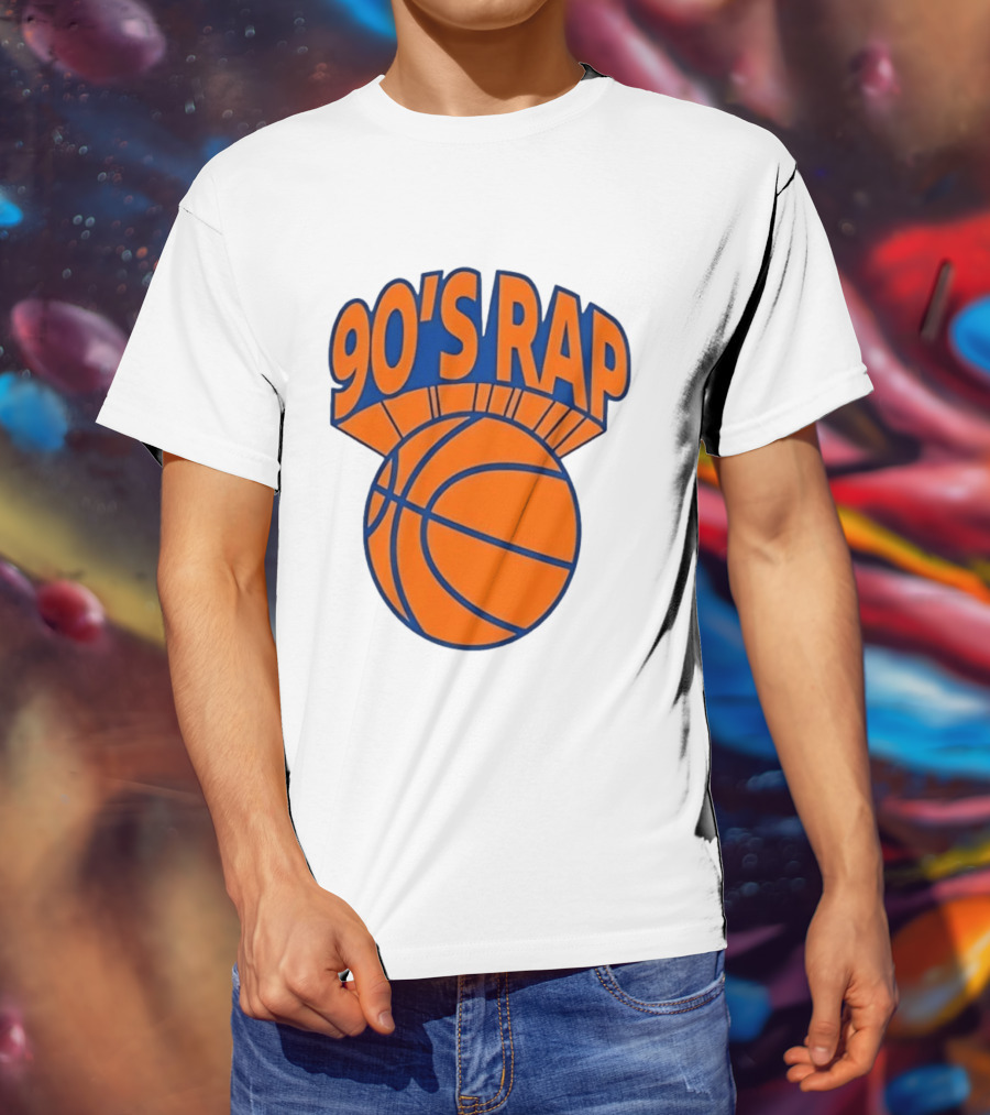 90's Rap Basketball Bold Orange Blue T-Shirt