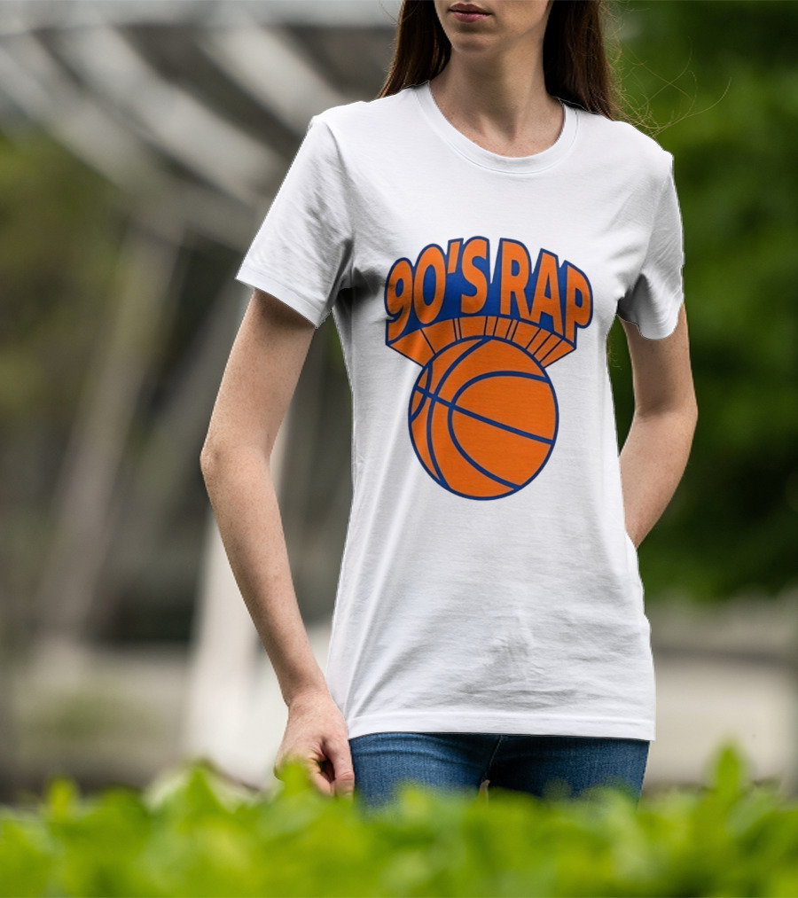 90's Rap Basketball Bold Orange Blue T-Shirt