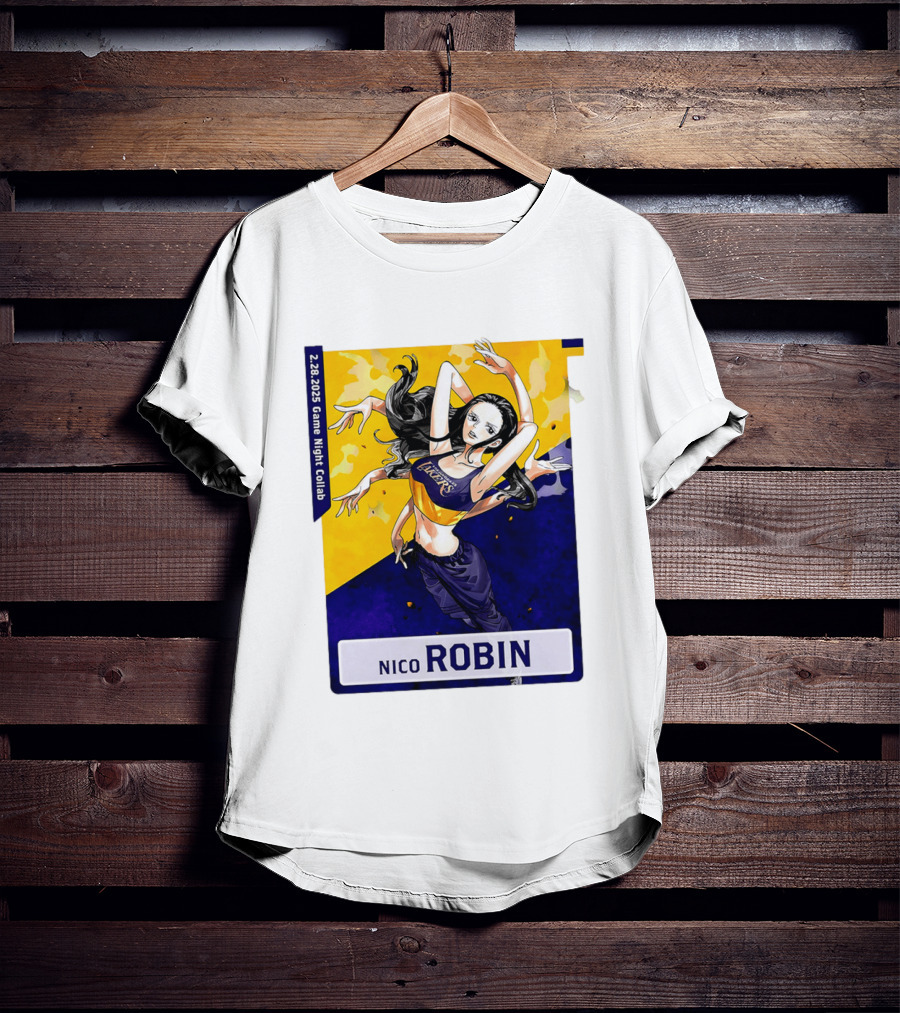 2025 Game Night Collab One Piece X Los Angeles Lakers Nico Robin T-Shirt