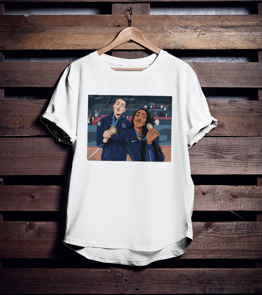 A'Ja Wilson Breanna Stewart Gold Medal Celebration WNBA T-Shirt