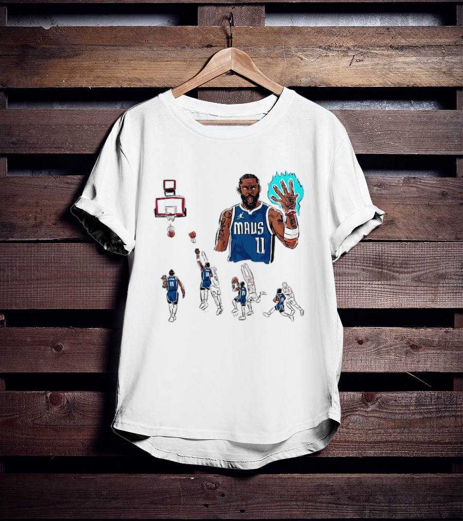 Dallas Mavericks Kyrie Irving Left Hand Hook Shot Game Winner Basketball Play Sequence T-Shirt