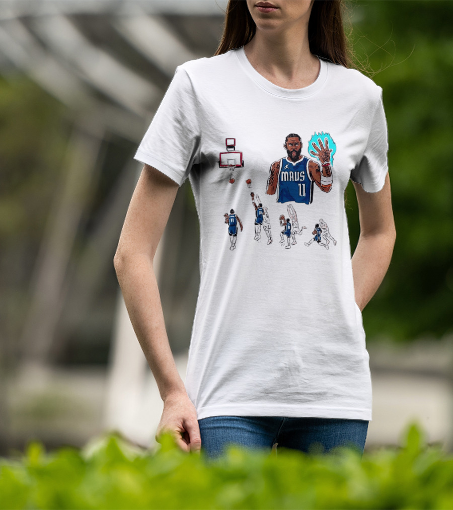 Dallas Mavericks Kyrie Irving Left Hand Hook Shot Game Winner Basketball Play Sequence T-Shirt