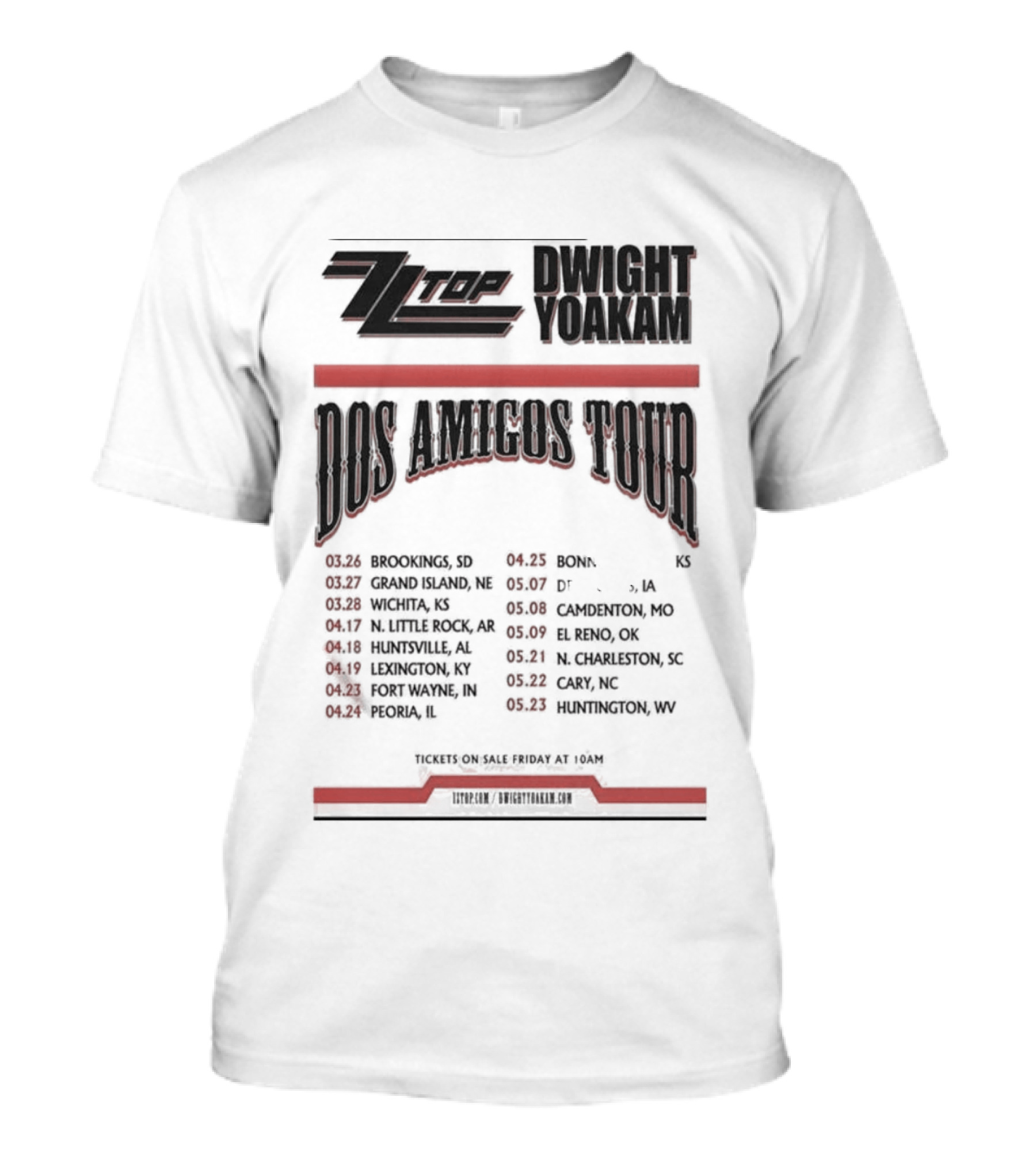 ZZ Top Dwight Yoakam Dos Amigos Tour 2026 Dates And Locations T-Shirt