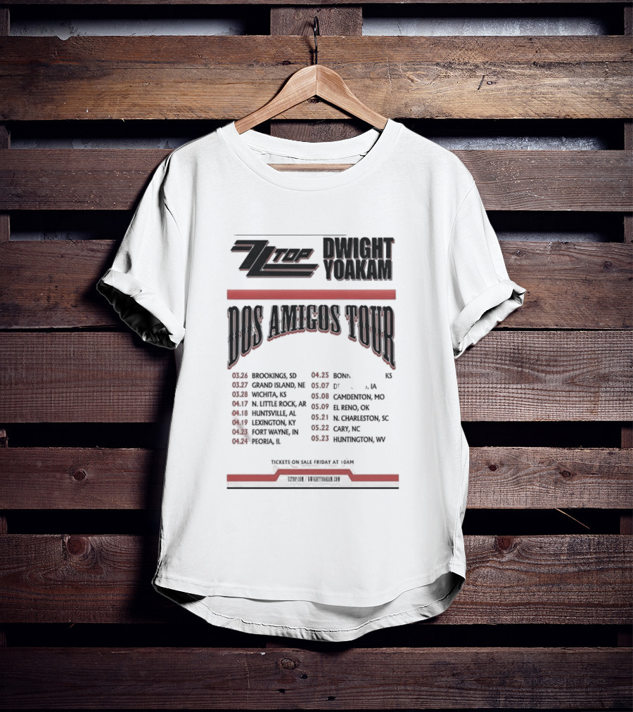 ZZ Top Dwight Yoakam Dos Amigos Tour 2026 Dates And Locations T-Shirt