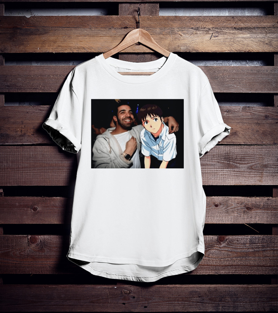Drake With Shinji Ikari From Evangelion Anime T-Shirt