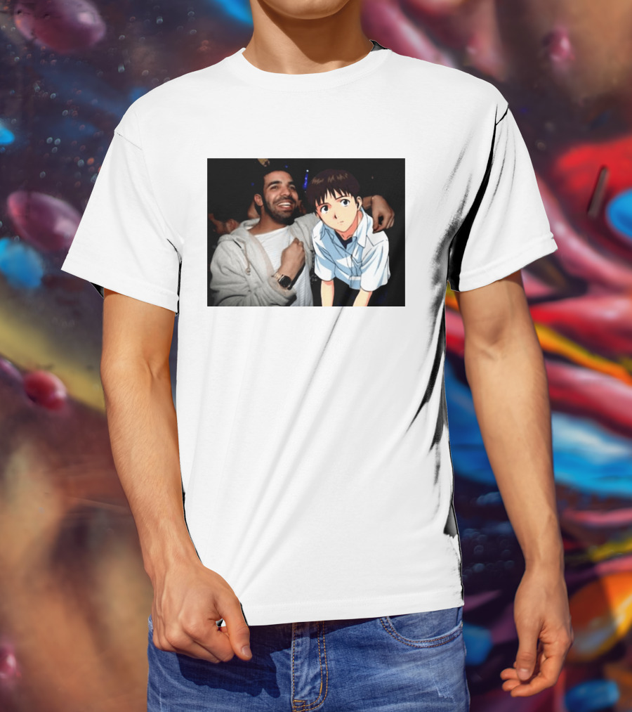 Drake With Shinji Ikari From Evangelion Anime T-Shirt