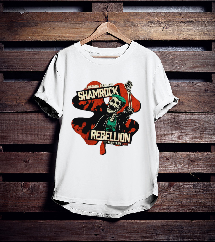 Flogging Molly Shamrock Rebellion St. Paddy's Day 2024 Skeleton T-Shirt