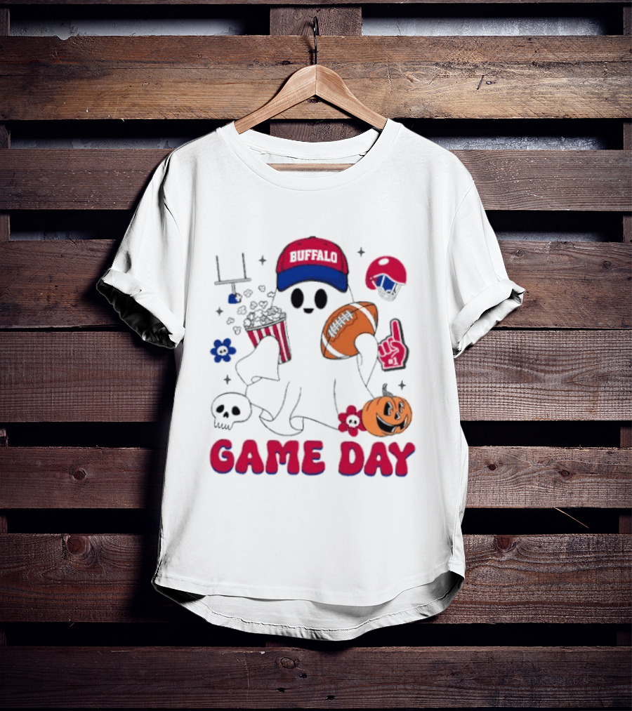 Buffalo Game Day Ghost Halloween Football Fun T-Shirt
