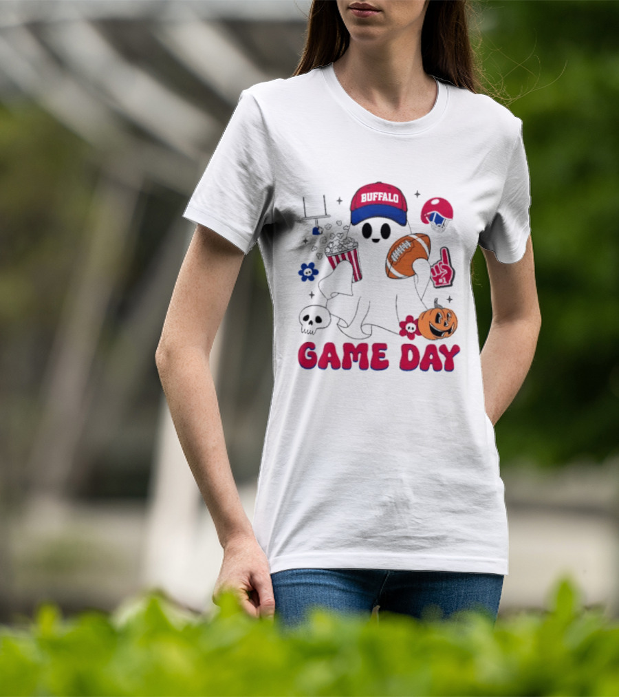 Buffalo Game Day Ghost Halloween Football Fun T-Shirt