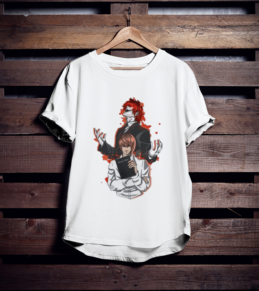 Light Yagami Raito And Ryuk Holding Death Note Anime T-Shirt