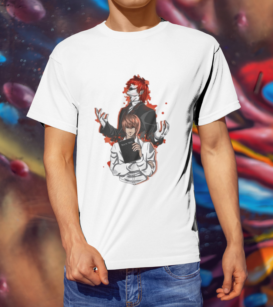 Light Yagami Raito And Ryuk Holding Death Note Anime T-Shirt