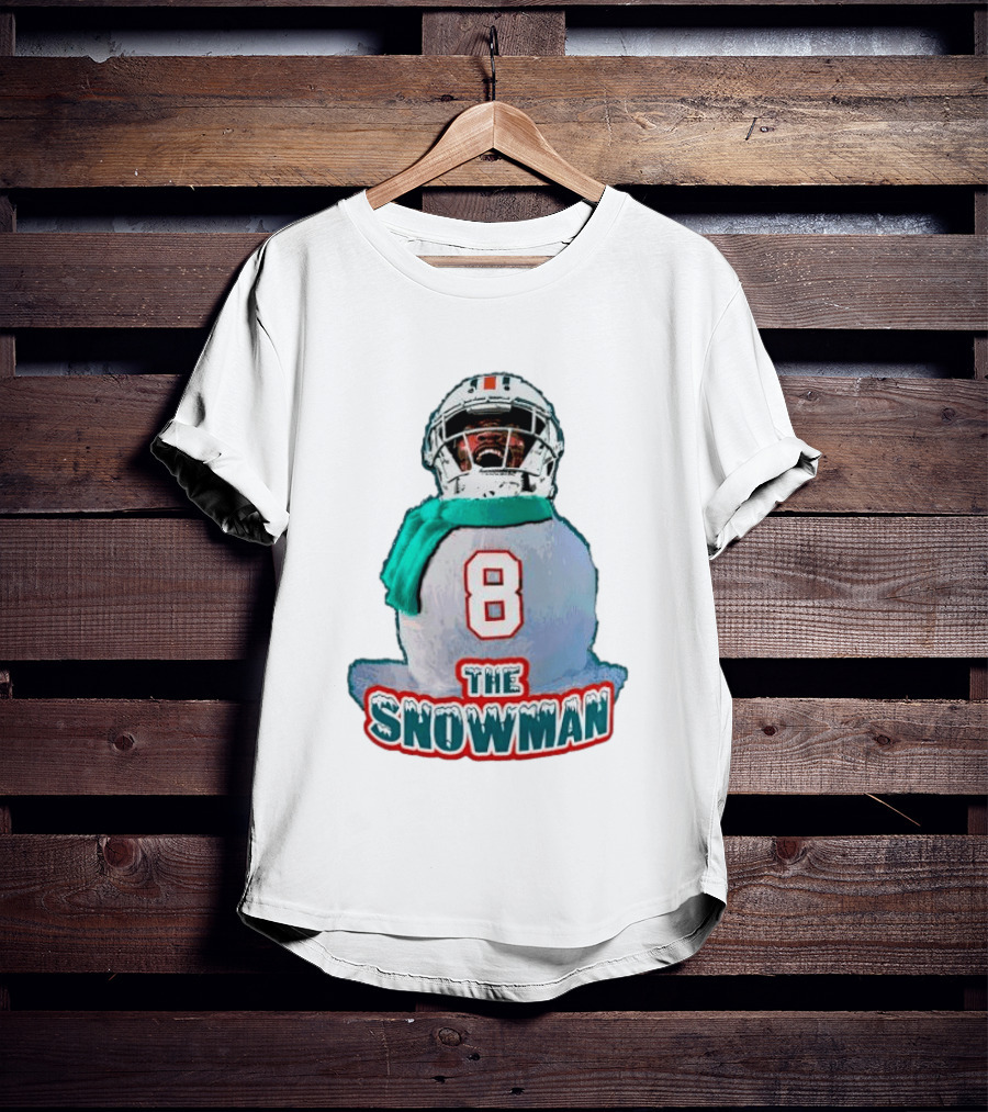 Miami Dolphins Jevon Holland 8 The Snowman Christmas T-Shirt