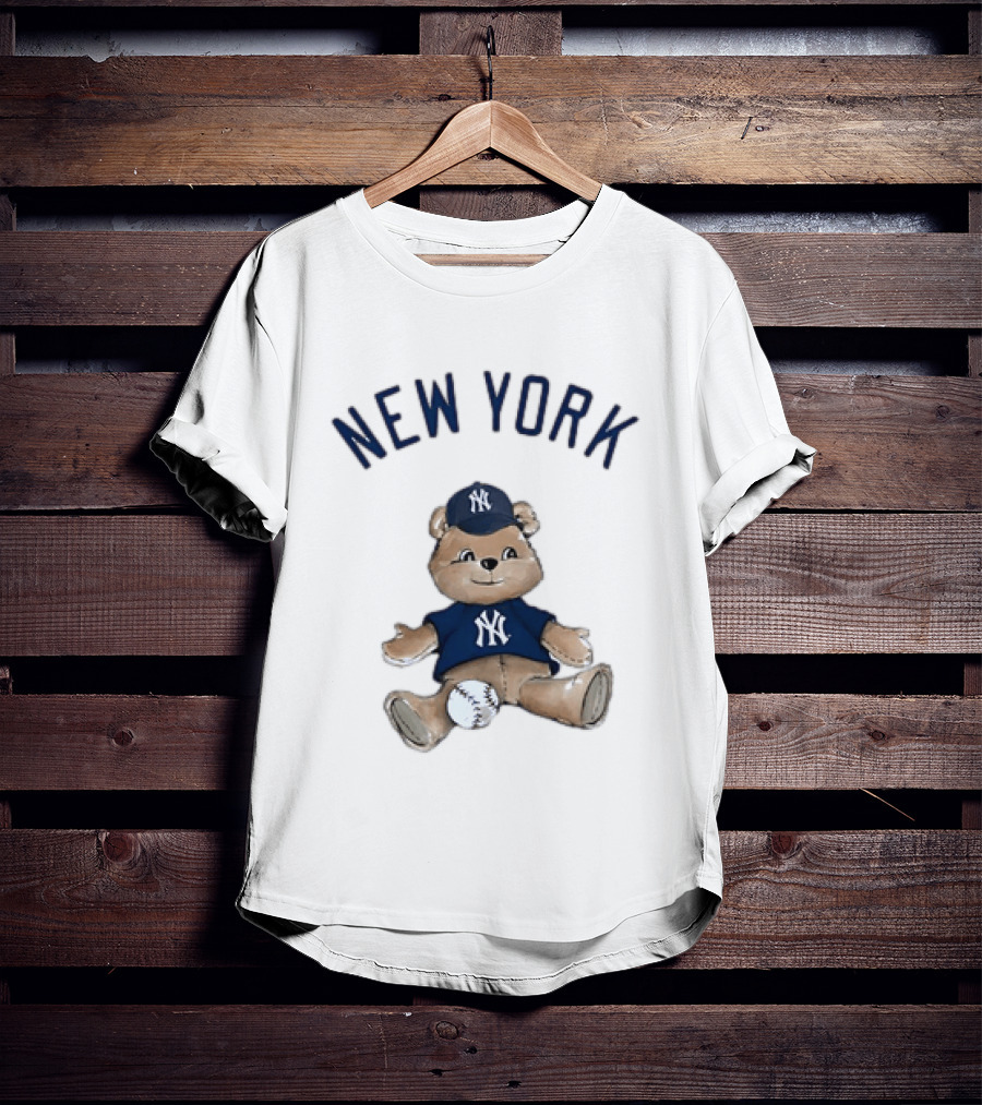New York Yankees Teddy Bear With Baseball Cap And Baseball Youth T-Shirt