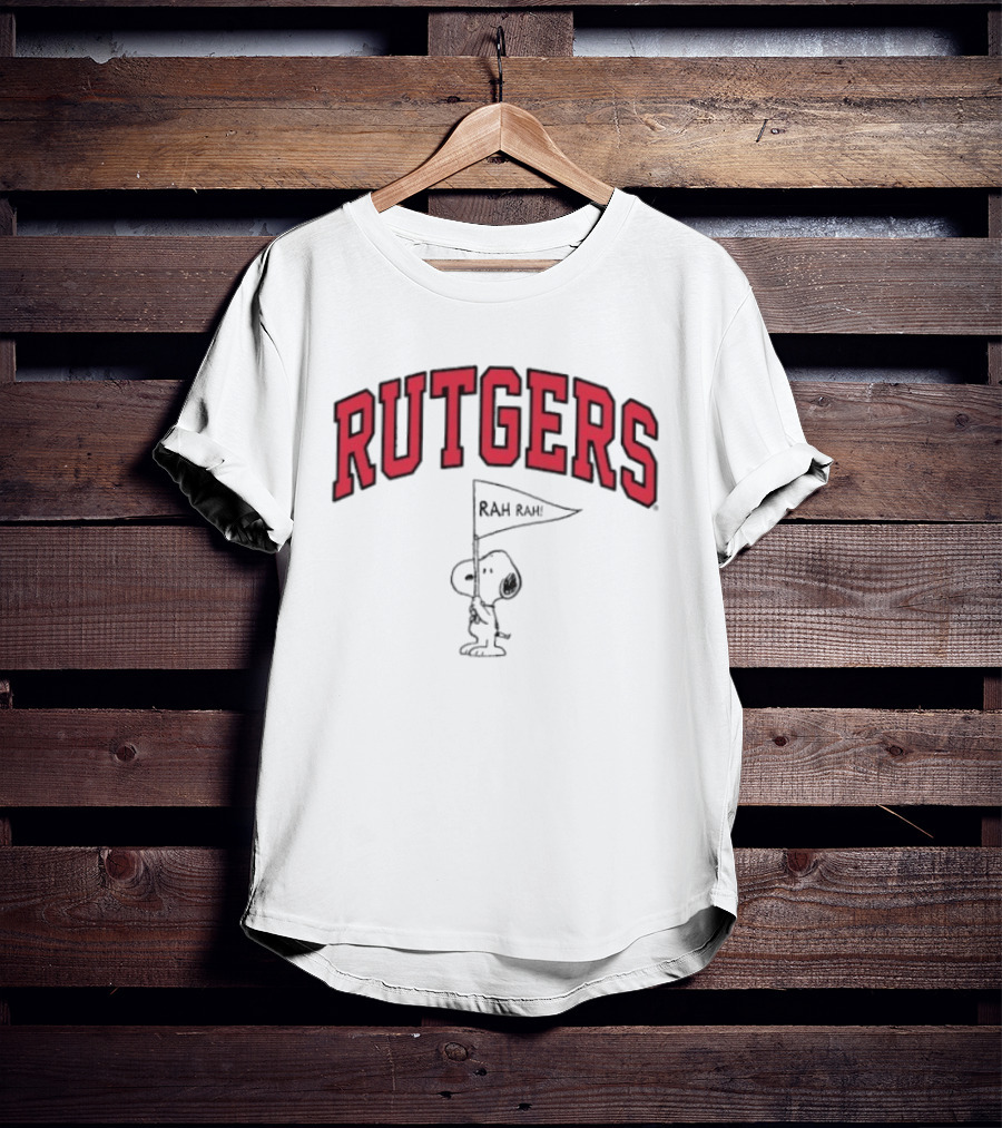 Rutgers Scarlet Knights Snoopy Rah Rah Flag T-Shirt