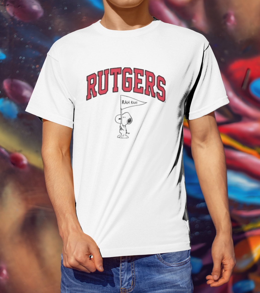 Rutgers Scarlet Knights Snoopy Rah Rah Flag T-Shirt