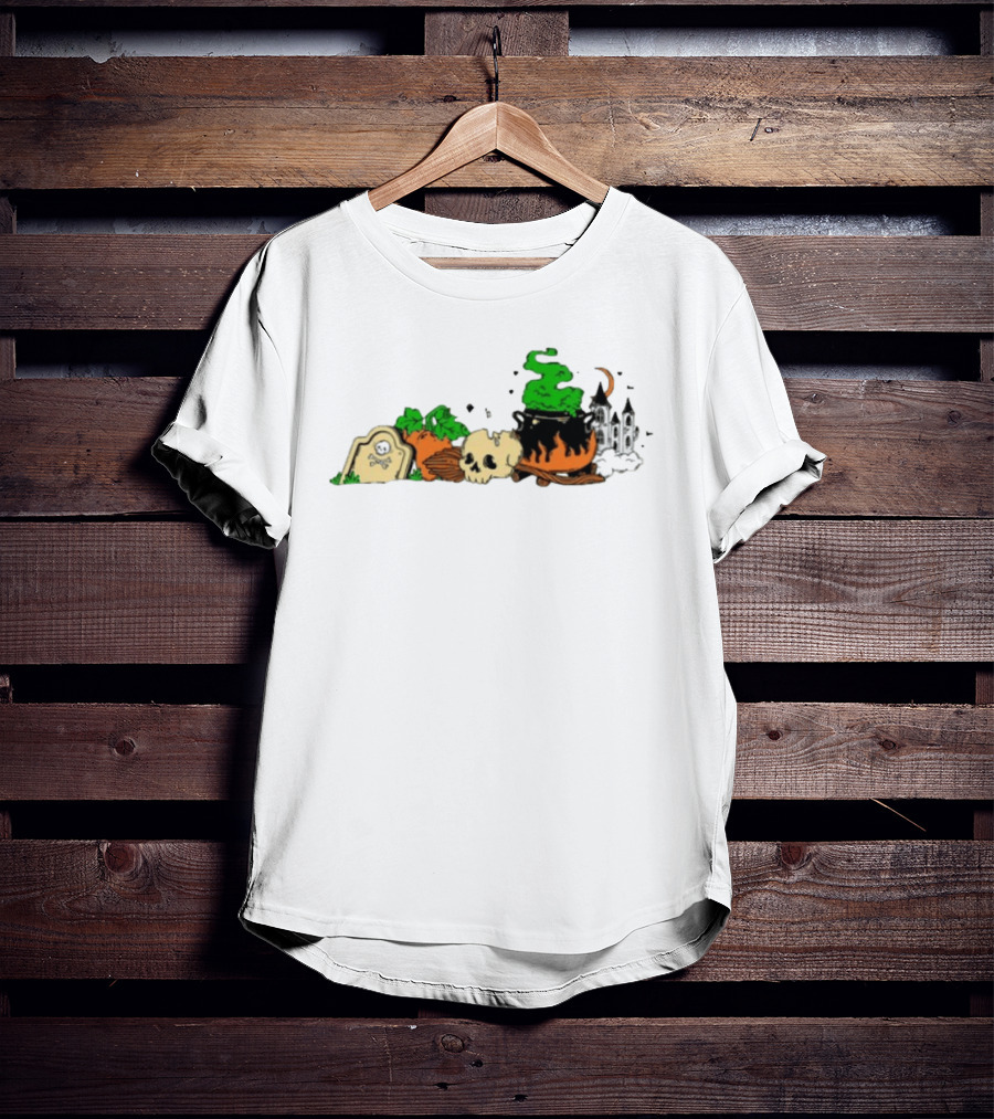 Spooky Kentucky Halloween With Pumpkins And Skull Scene T-Shirt