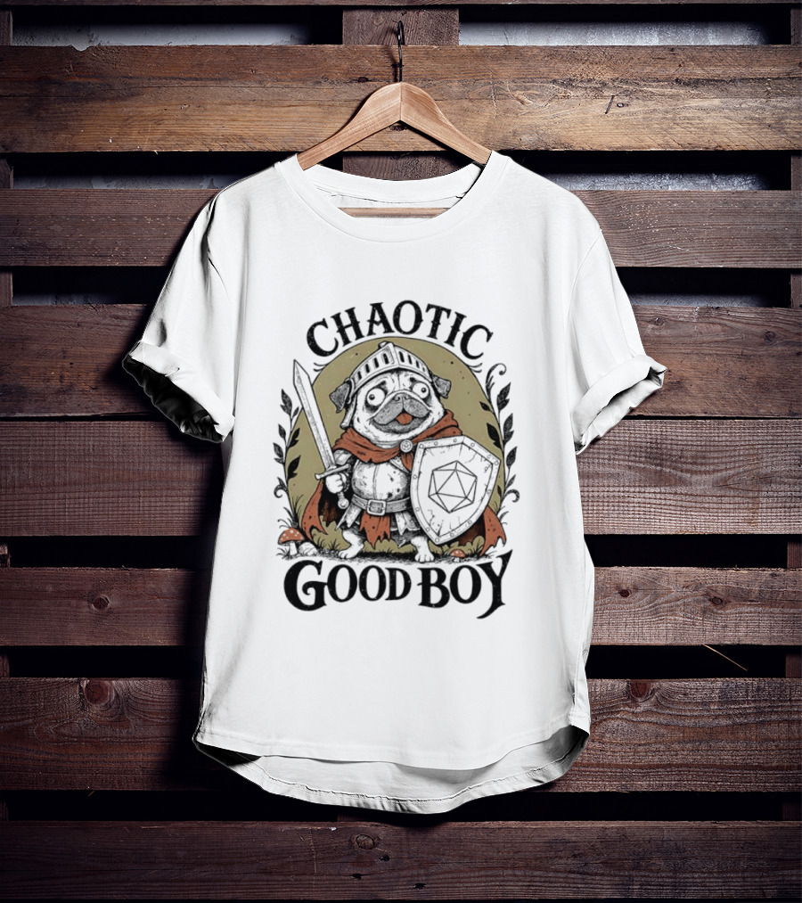 Chaotic Good Boy Pug Knight Adventure Dungeons And Dragons T-Shirt